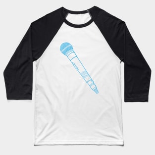 Microphone (Button Blue Lines) Analog / Music Baseball T-Shirt